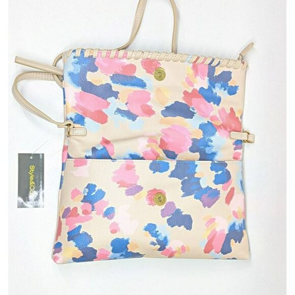 Style & Co. Whipstitch East West Flap Crossbody in Dream Dye Print (MSRP $80) - Picture 5 of 9